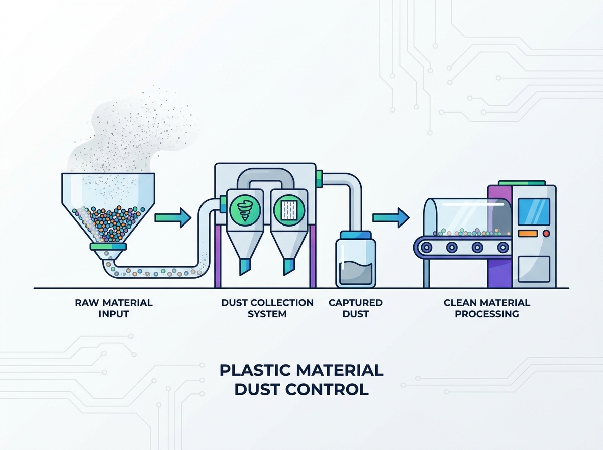 Plastic material dust control system
